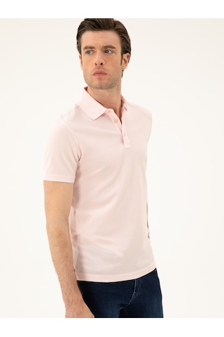 Pembe Slim Fit Polo Yaka Merserize T-shirt