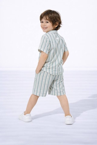 Miniko Kids Erkek Çocuk Çizgili Gömlekli Müslin Şortlu Takım Yeşil