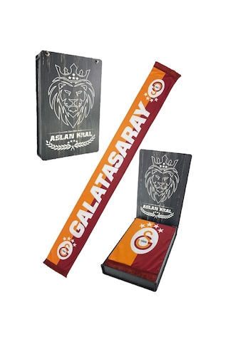 Galatasaray Şal Atkı Ahşap Kutulu Kırmızı Sarı
