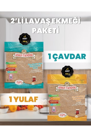 2'li Paket 1 Paket Ekşi Hamurlu Çavdar Lavaş Ekmeği - 1 Paket Ekşi Hamurlu Yulaf Lavaş Ekmeği