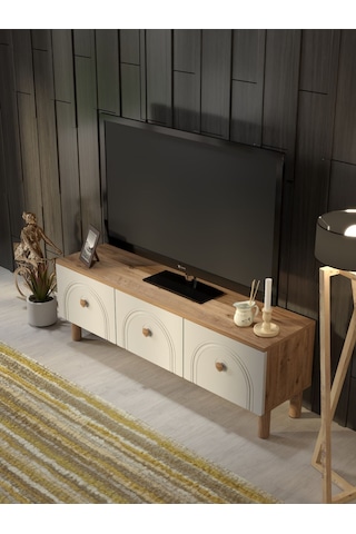Bohem Tarz 135cm 3 Kapaklı Mdf Kapak Tv Ünitesi Ceviz