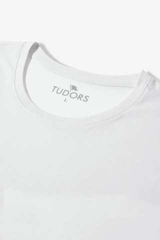 Tudors Unisex 5'li Paket Beyaz Slim Fit Dar Kesim %100 Pamuk Bisiklet Yaka Tişört-32694 Beyaz