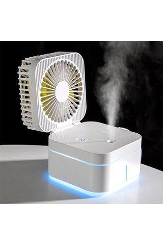 Konesam Masaüstü Çift Fonksiyonlu Usb Nemlendirici Fan - Katlanabilir, 3 Hızlı, Renk Değiştiren Gece Lambası, Pembe Pil Yok