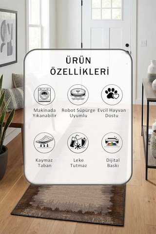 Vizon Kahve Yıkanabilir Yolluk