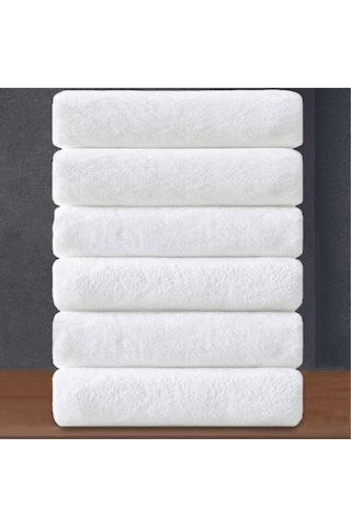 Beyaz Otel Banyo Havlusu 460 Gr 6'lı Set 70x140 Cm Beyaz