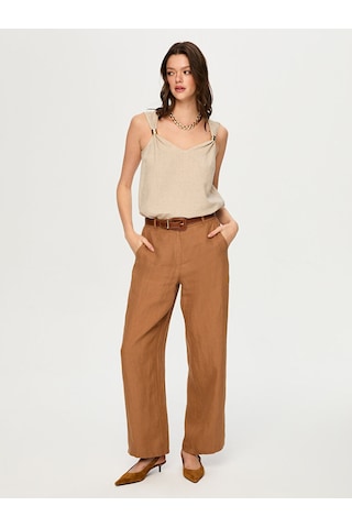 Faik Sönmez Wide Leg Fit %100 Keten Pantolon S26pnt010 Us26pnt01035 Camel