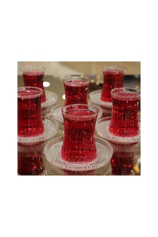 6 Lı Cam Çay Tabağı Kase Sadece Tabak