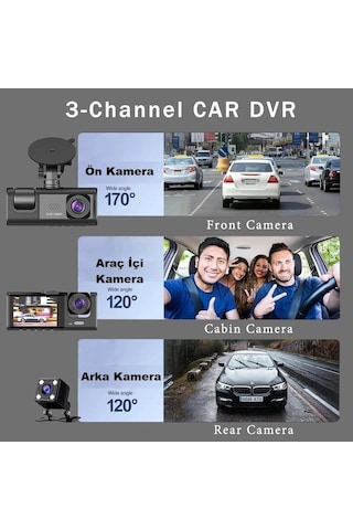Tongxida 3 Lens Kamera Araç İçi Kamera, Beyaz, Model Xyz, Boyut M, Tüm Araçlar İçin Uygun