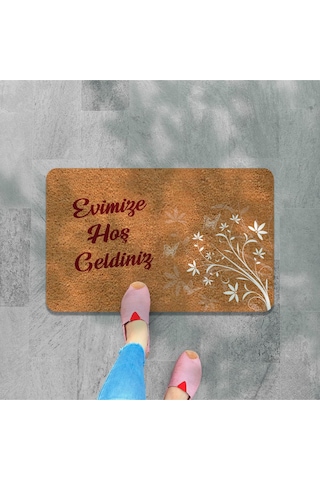 Modern Dijital Paspas - Hoşgeldiniz Karşılama Paspas - Kapı Önü Dekoratif Paspas Bakır