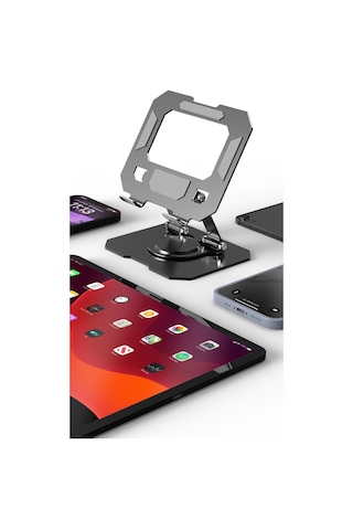 360 Dönen Siyah Metal Ayarlanır Katlanabilir Tablet Telefon Yükselten Tablet Telefon Çalışma Standı