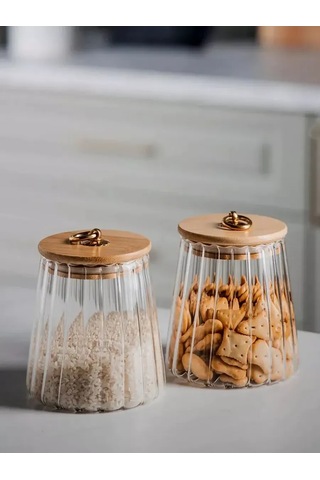 Lınmu Bambu Kapaklı Cam Kavanoz, Saklama İçin 331341142