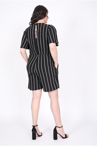 Myline Kadın Ön Çapraz Detaylı Kısa Tulum 45728 Siyah