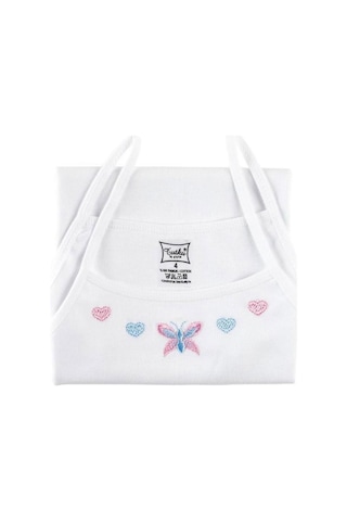 Tutku İç Giyim Kız Çocuk İp Askılı İşlemeli Atlet 6 Lı Paket Beyaz