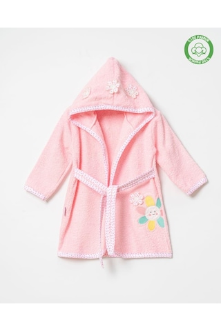 Çiçekli Bornoz Pembe Pembe