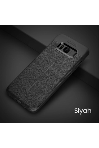Ally Galaxy Uyumlu S8 Plus Litchi Tam Koruma Soft Silikon Kılıf- 5775 Siyah