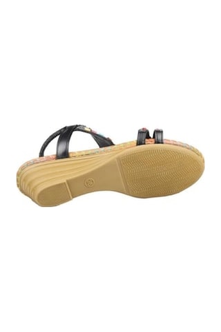 Guja 25y151-6 Kadın Taşlı Dolgu Topuklu Lastikli Comfort Sandalet Siyah Siyah