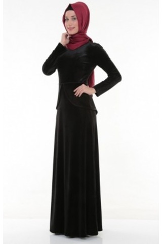 Nidya Moda Büyük Beden Elbise-4044S Siyah