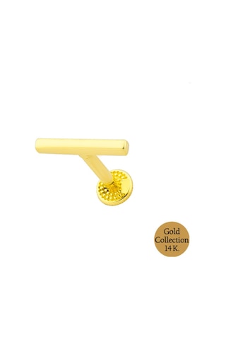 So Chic Minimal Altın Serisi 14 Ayar Sarı Altın Minimal Tragus Piercing