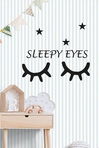 Dekoratif Sleepy Eyes Kirpik Yıldızlı 2 Li Ahşap Duvar Dekoru