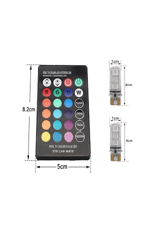 18 Led Rgb T10 Kumandalı Çakarlı Park Ampülü