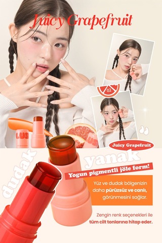 Elensilia Plush Jelly Yanak Ve Dudak Renklendirici Jel Tint Elensilia Plush Blush And Lip 02 Juicy Grapefruit
