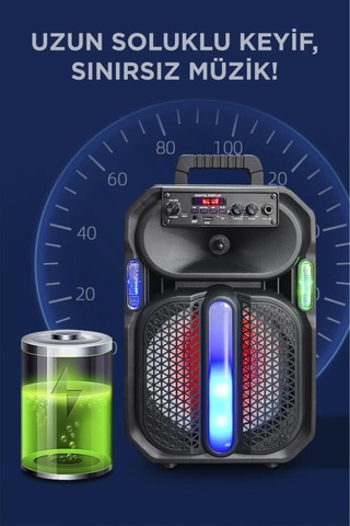 D26 Rgb Işıklı Mikrofonlu Kumandalı Usb/tf/fm/mıc/bt Bluetooth Hoparlör