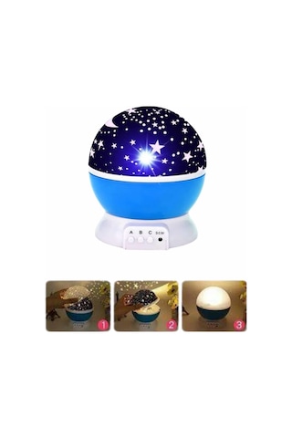Yıldızlı Gece Lambası Mor Projeksiyon Görünümlü Masa Lambası Renk Değiştirebilen Çok Renkli