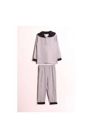 Luess Erkek Çocuk Kapüşonlu Düğme Detaylı Mevsimlik Alt Üst Takım -gri 3-4 Yaş 8-9 Yaş Gri