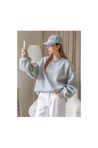 Butik İstanbul Düz Bisiklet Yaka Sweat - Gri