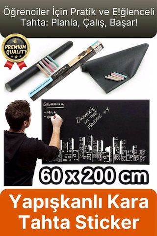 Özel Üretim Öğrenci Yazılabilir Silinebilir Yapışkanlı Büyük Boy Tahta Sticker Blackboard Rulo Pano Çok Renkli