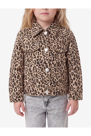 Koton Leopar Desenli Bol Kesim Pamuklu Uzun Kollu Denim Ceket Kahverengi Desenli 7wmg60001ad