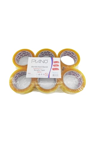 Piano Akrilik Şeffaf Koli Bandı 100 M 6 Lı Paket