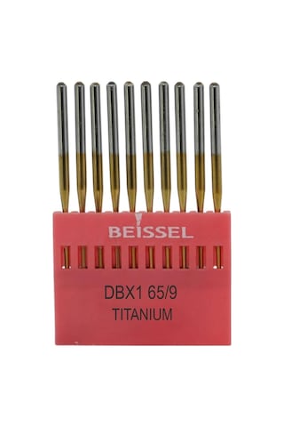 Lexroo Dbx1 Sanayi Tipi Düz Makine İnce Dipli İğne 9/65 Numara Altın Ses Uçlu 10 Adet 1 Paket