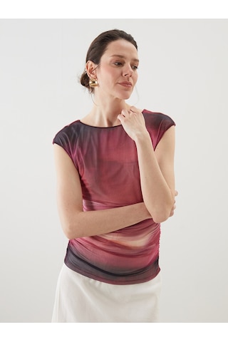 Lcwaıkıkı Classic Pembe Kayık Yaka Batik Desenli Kadın Body