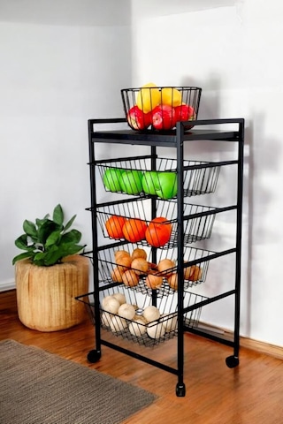 Digithome Metal 4 Katlı Patates Soğan Sepeti Sebzelik Düzenleyici 1-1-369 Siyah