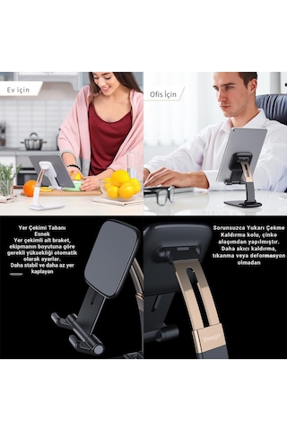 Essager Uzayıp Kısayabilen Kaymaz Pad Masaüstü Telefon Tutucu Masaüstü Tablet Standı Yükseklik Ayarlı
