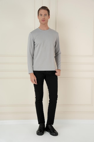 Efor Comfort Fit Bisiklet Yaka Uzun Kol Casual Gri Tişört Ts 892 Gri