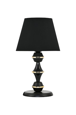 Gold Halkalı Berlin Abajur Masa Lambası Siyah Siyah - Altın