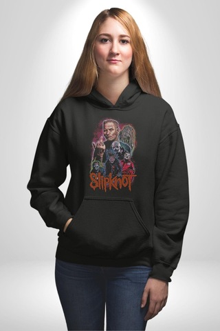Slipknot Korku Film Kadın Erkek Siyah Kapüşonlu Sweatshirt Hoodie Siyah