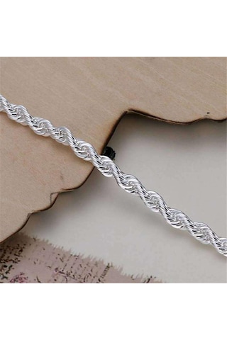 Kadın Bilezik Halat Bükülmüş Stil El Zinciri Bilezik Fasion Gümüş