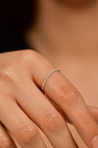 Roza Silver Burgu Desen Rodyum Minimal Gümüş Yüzük