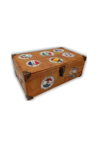Seyahat Temalı Vintage Ahşap Dekoratif Kutu Hediyelik