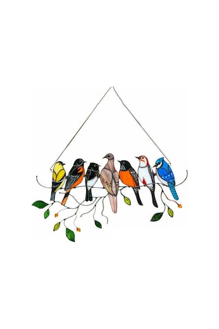 Hombey 7 Adet Renkli Kuş Akrilik Takı: Pencere Duvar Dekorasyonu, Doğal Işıkta Parlayan Ev Dekoru