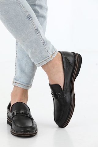 M.Karaca Hakiki Deri Ortopedik Tokalı Klasik Erkek Ayakkabı Siyah