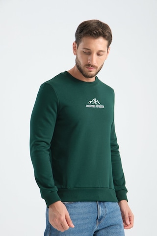 Shooter Sportwear Ribey Tekstil İth.ihr.san.tic.ltd.şti Erkek Üç İplik Sweatshirt Şardonsuz Pamuklu Regular Fit Bisiklet Yaka Spor Sweat Koyu Yeşil