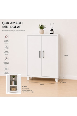 İki Kapaklı Çok Amaçlı Dolap Beyaz