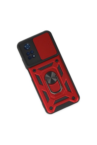 M4 Pro 4g Kılıf Pars Lens Yüzüklü Silikon - Kırmızı