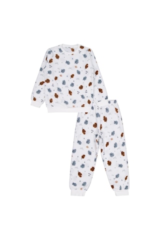 Civil Girls Yaprak Desen 10-13 Yaş Pijama Takımı Ekru