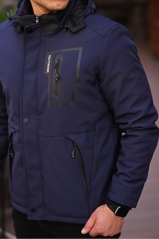 Outdoor Su,soğuk,rüzgar Geçirmez Içi Kürklü Elyaf Dolgulu Softshell Erkek Dağcı,kampcı,kayakcı Montu Mavi