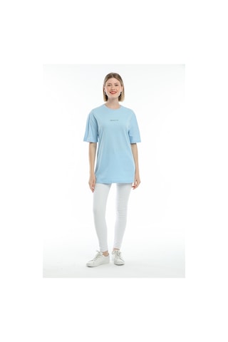 Superlife Süperlife Kadın Bisiklet Yaka Standart ®ular Fit Brookyln Baskılı Tişort Spr21yk27 Mavi